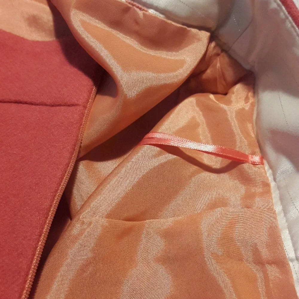 J. Crew Factory wool viscose blend lined  midi coral color skirt size 4 - Picture 7 of 10